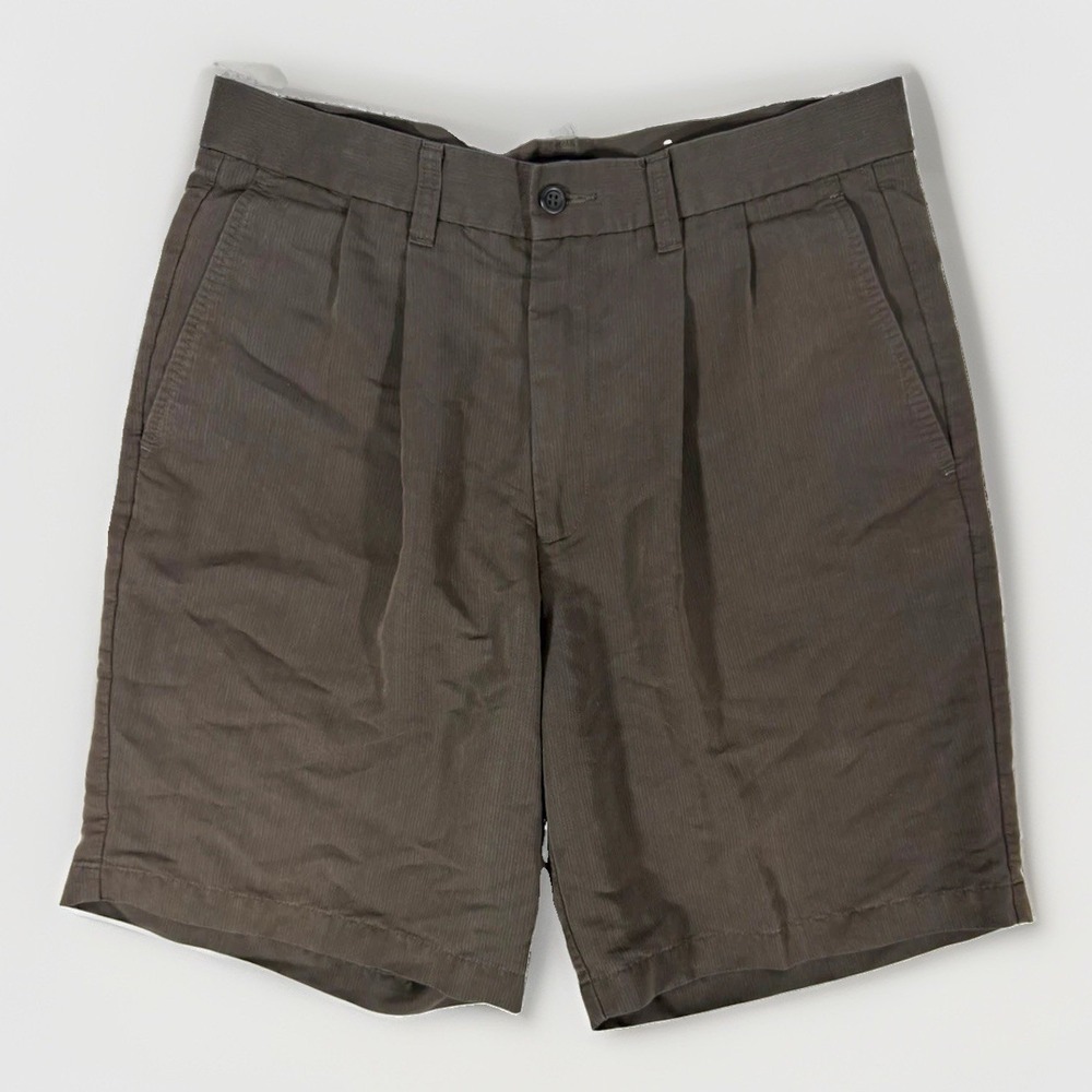 Dockers Premium Golf Men's 32W Gray Pleated Relaxed Fit Shorts Pockets 7in